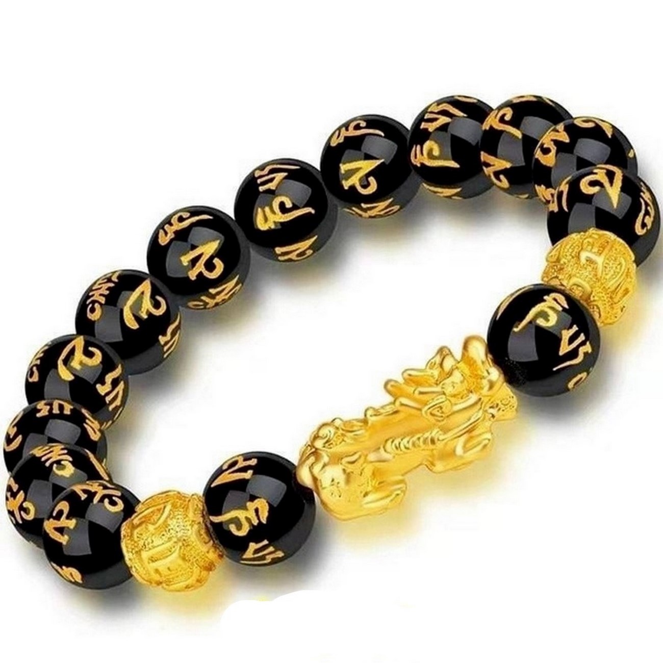 Pulsera Obsidiana Feng Shui Pi Xiu Prosperidad + Estuche