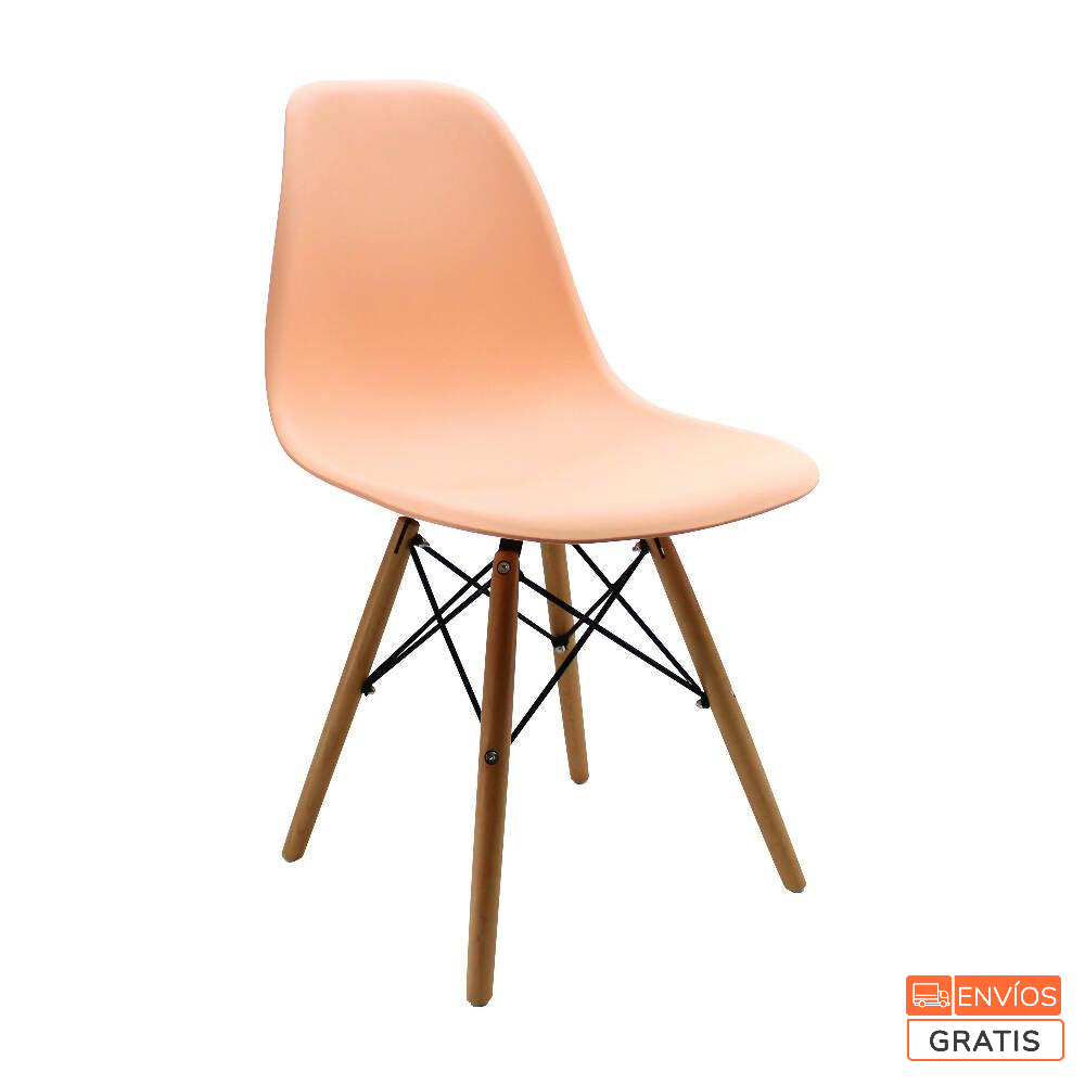 Silla Eames Patas En Madera Para Comerdor, Salmón