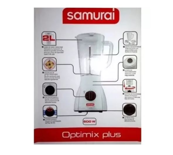 Licuadora Samurai Optimix Plus 2 Vel + Pulso (7709)