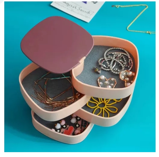 Mini Caja Organizadora Con Espejo Y Luz Led Recargable