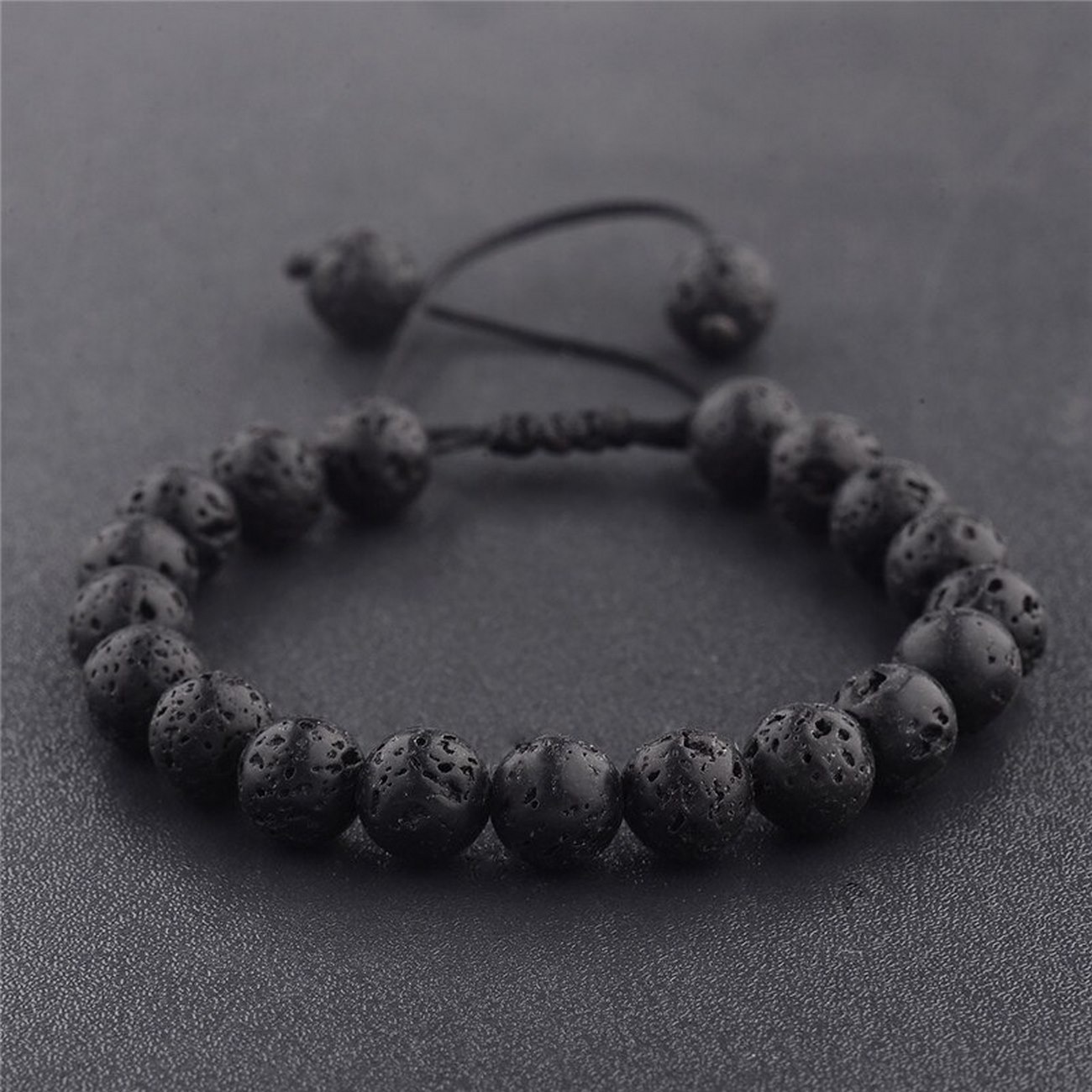 Pulsera Cuarzo Piedra Volcanica Tejida + Estuche