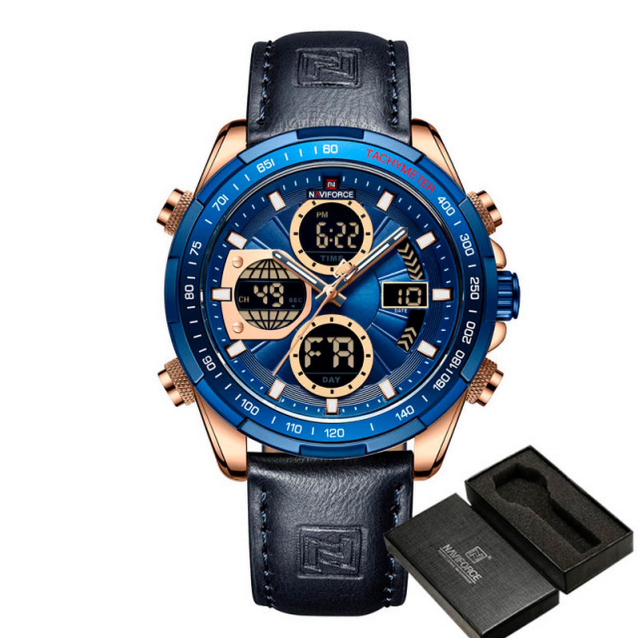 Reloj Naviforce Original Nf9197 Azul Oscuro + Estuche