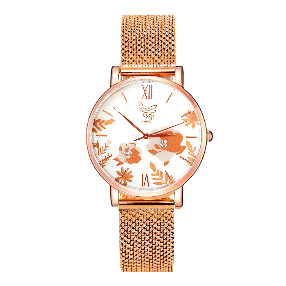 Reloj G-force Original L-624 Flowers Dama Acero + Estuche